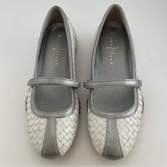 Cole Haan Silver and White Mary Jane Flats - Picture 1 of 8